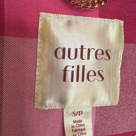 Autres Filles Pink Plaid puff shoulder Women's Blazer size small - Picture 3 of 9